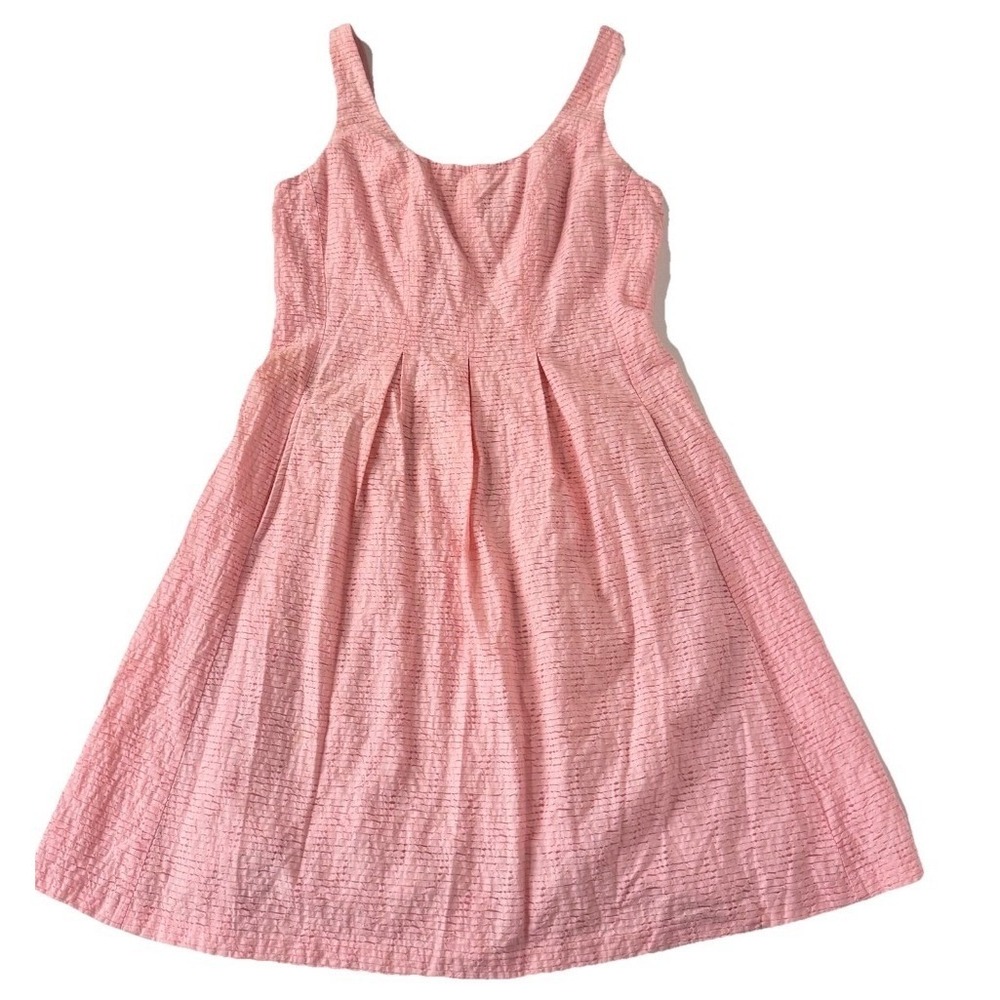 Pappagallo Fit and Flare Dress Women 6 Pink Textured Sleeveless Pockets - Picture 6 of 16